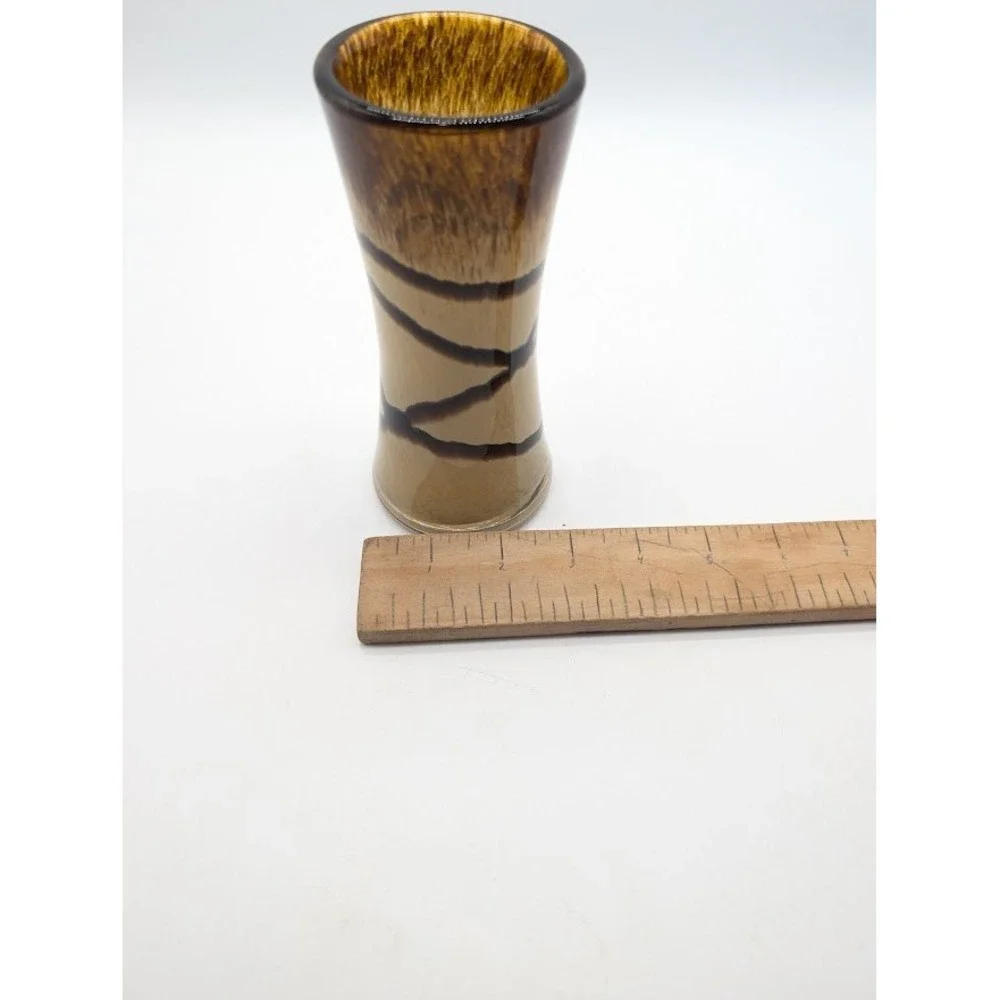 Artisan Hand Blown Cased Art Glass Vase 6.5